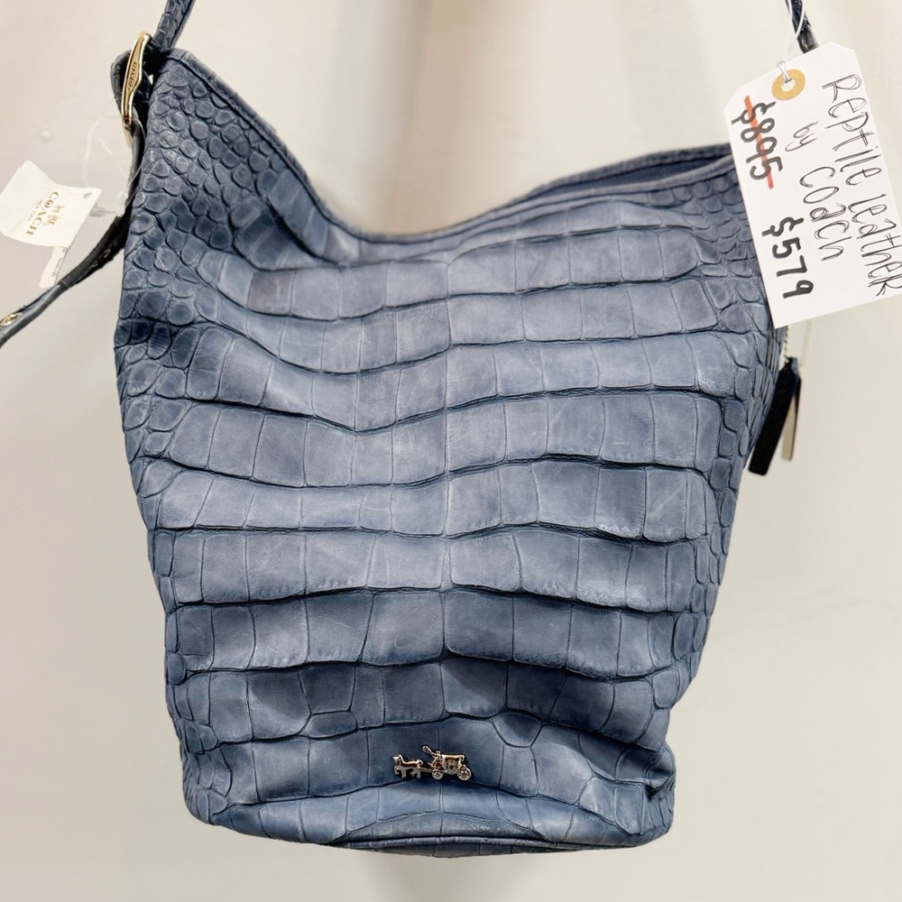 RARE Coach Blue Reptile Leather Bag NWT